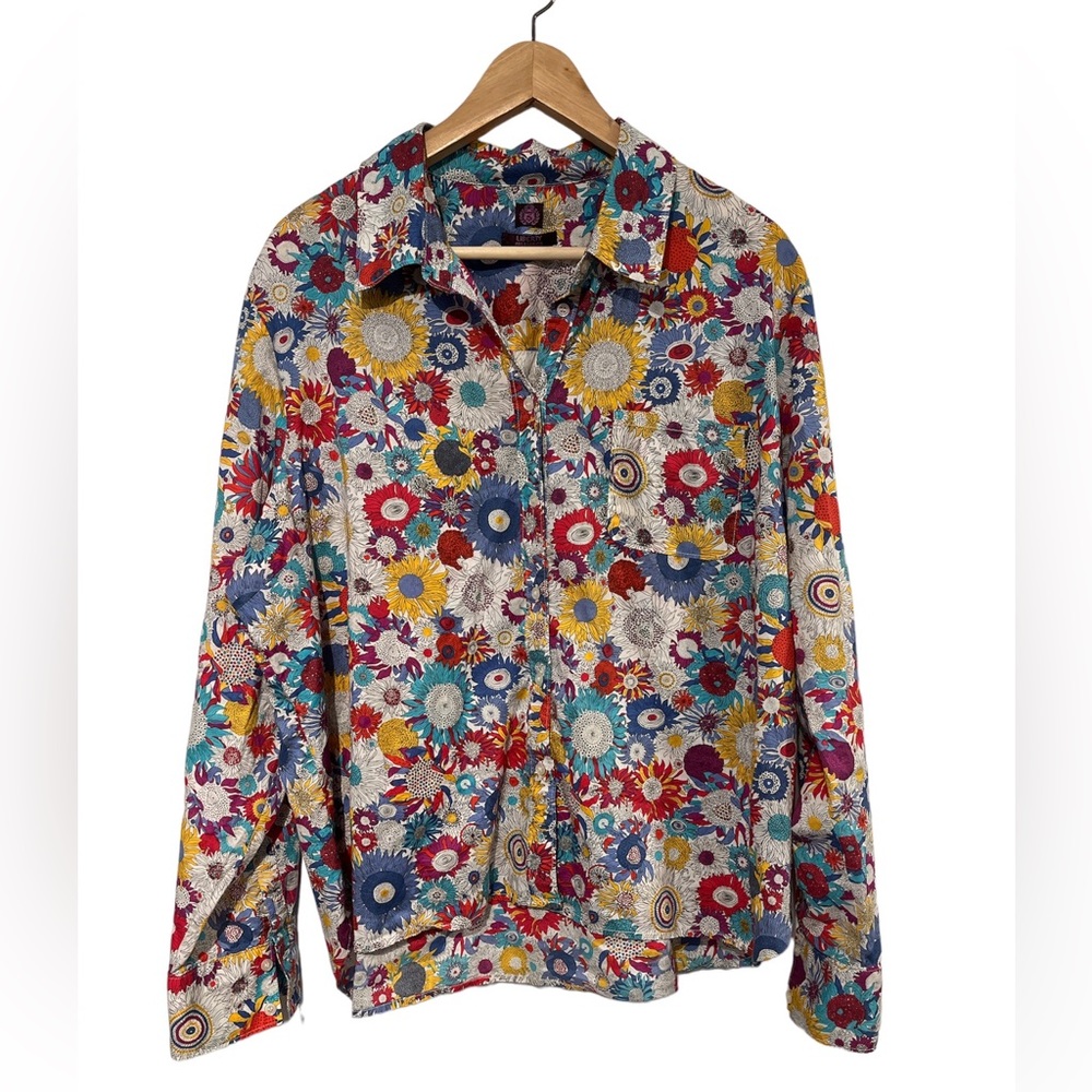 Liberty Art Fabrics Susanna Sunflower Bloom Print shirt - size XXL